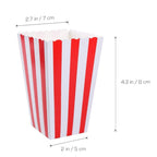 Red Striped Popcorn Boxes - Carnival Parties Mini Paper Popcorn And Candy Containers, Party Supplies For Movie Nights (Pack 24)