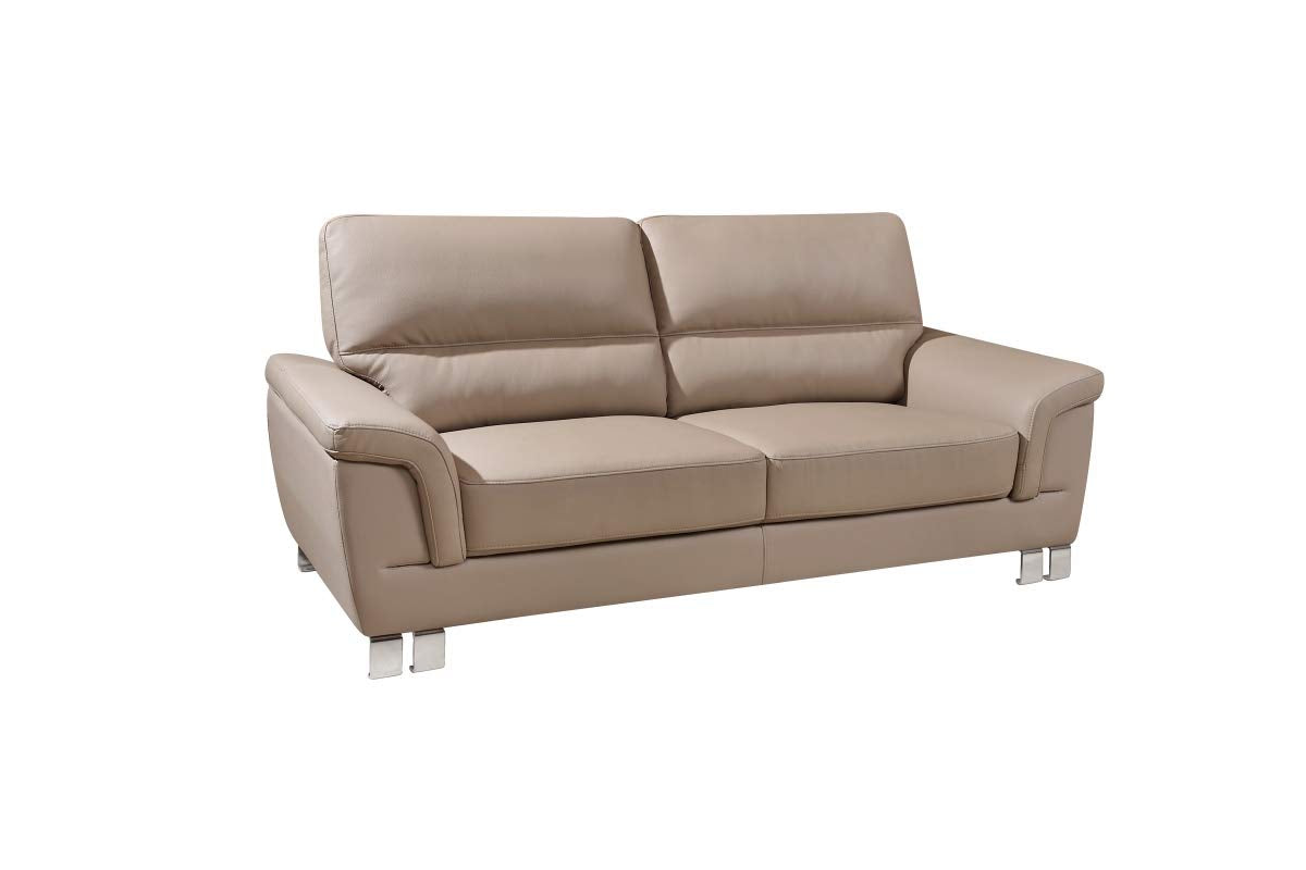 HomeRoots 37' Modern Beige Leather Sofa