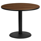 Flash Furniture Graniss 36'' Round Walnut Laminate Table Top with 24'' Round Table Height Base