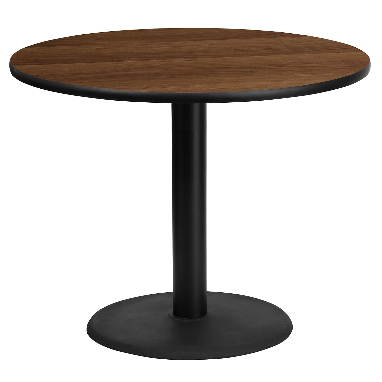 Flash Furniture Graniss 36'' Round Walnut Laminate Table Top with 24'' Round Table Height Base