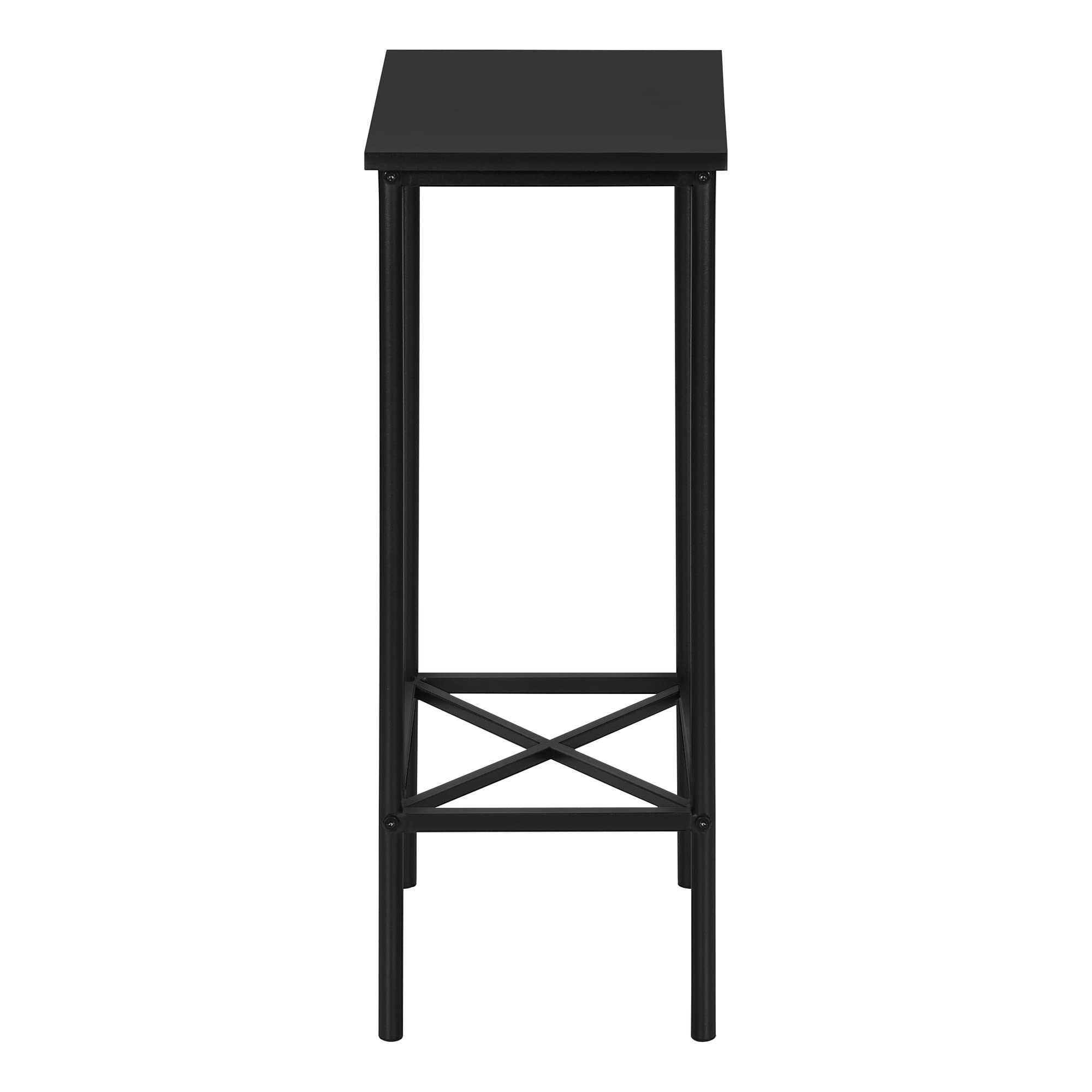 Monarch Specialties I 2078 Accent Table, Side, End, Narrow, Small, 2 Tier, Living Room, Bedroom, Metal, Laminate, Black, Contemporary, Modern