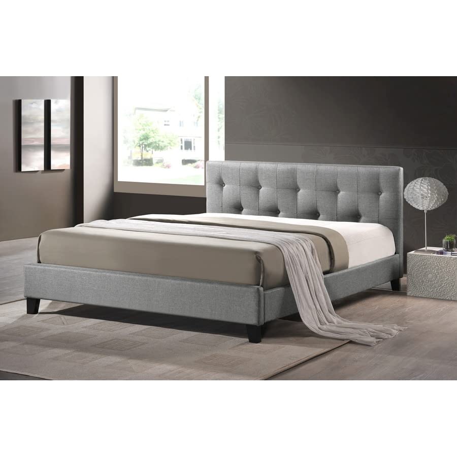 Baxton Studio BBT6140A2-Queen-Grey DE800 Platform, Queen, Grey