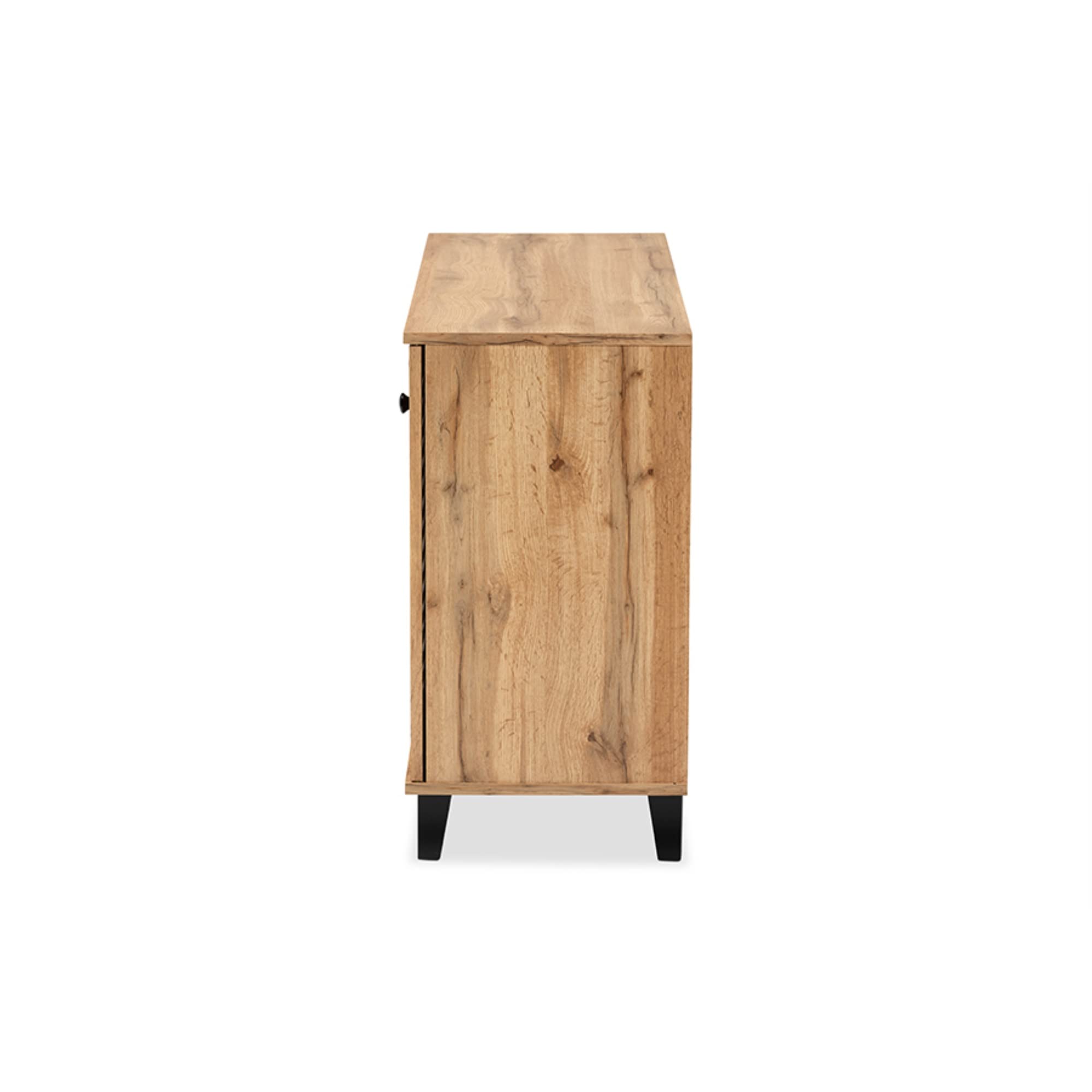 Baxton Studio Coolidge Modern and Contemporary Oak Brown Finished Wood 3-Door Shoe Storage Cabinet