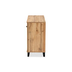 Baxton Studio Coolidge Modern and Contemporary Oak Brown Finished Wood 3-Door Shoe Storage Cabinet