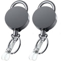 Voviggol 2Pcs Heavy Duty Badge Reels Retractable Badge Holders With Belt Clip Key Ring, Metal Id Card Holder Carabiner Keychain
