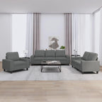 vidaXL 4 Piece Sofa Set in Dark Gray Fabric - Modern Living Room Furniture with Footstool and Cushions