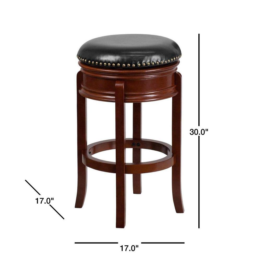 Flash Furniture Carol 29'' High Backless Light Cherry Wood Barstool - Thumbnail 3