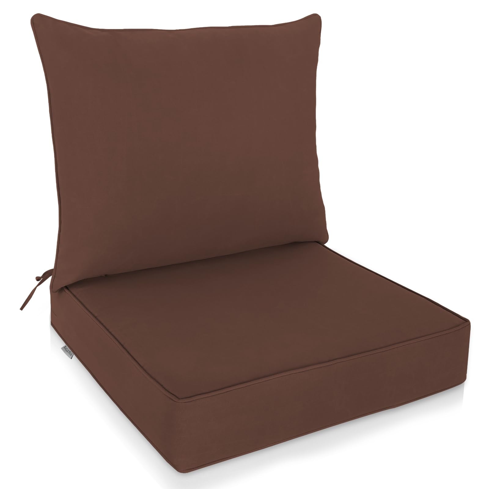 Eagle Peak Outdoor Deep Seat Patio Seat Cushion Set, 25 X 25 X 5 Inch, 2-Piece Back Chair Cushion, Set Of 1, Brown