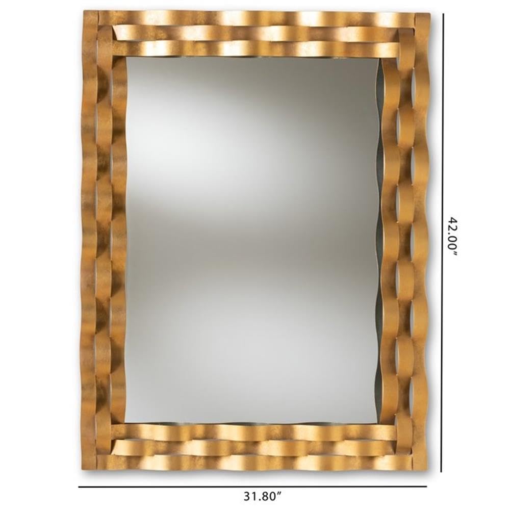 Baxton Studio Arpina Modern and Contemporary Antique Gold Finished Rectangular Accent Wall Mirror