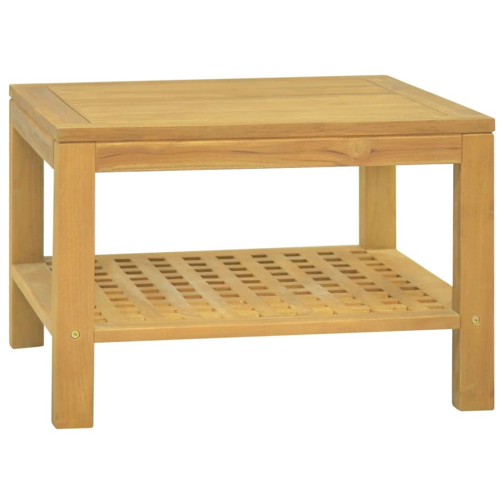 vidaXL Solid Teak Wood Coffee Table - 23.6"x23.6"x15.7" - Sturdy Frame - Ample Storage - Unique Square Cut-Out Design - Stylish Home Décor