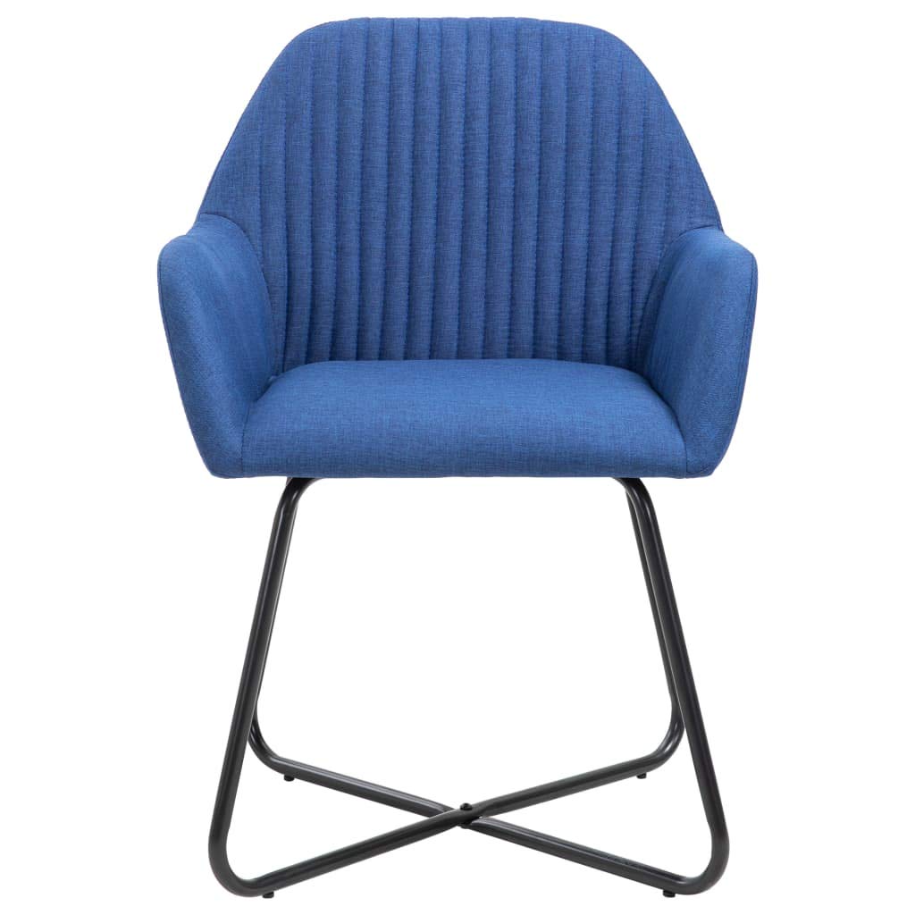 vidaXL Modern Dining Chairs- Set of 2: Sleek Blue Fabric Seating, with armrests and backrest, Powder-Coated Steel Legs for Stability and Durability