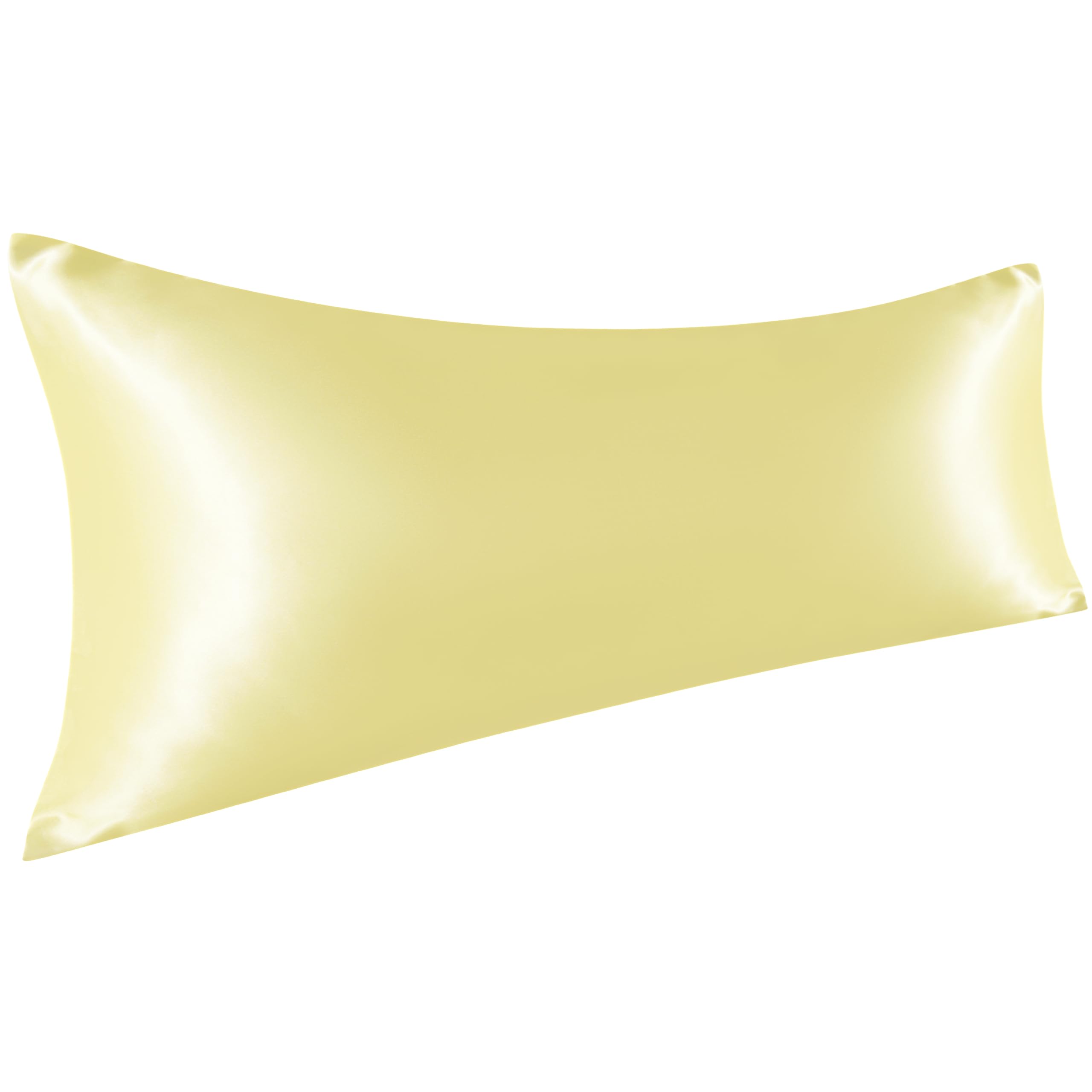 Ntbay Satin Body Pillowcase For Hair And Skin, Luxurious And Silky Pillow Case With Envelope Closure, 20X54 Inches, Light Yellow