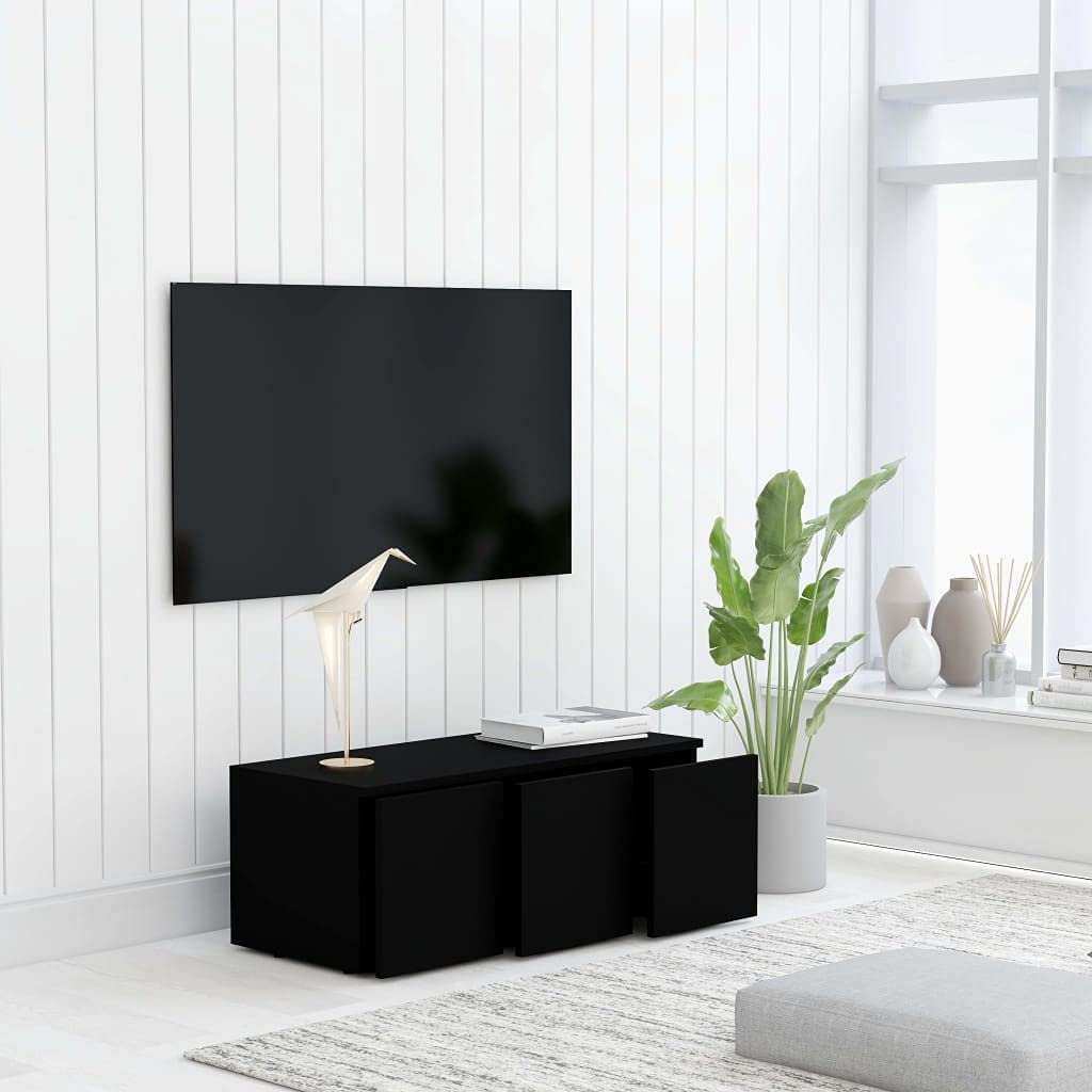 vidaXL TV Cabinet Black 31.5&quot;x13.4&quot;x11.8&quot; Chipboard
