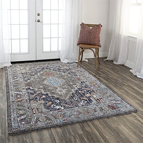 Sanction 9' X 12' Abstract Gray/Grey/Multi Color Power-Loomed Area Rug