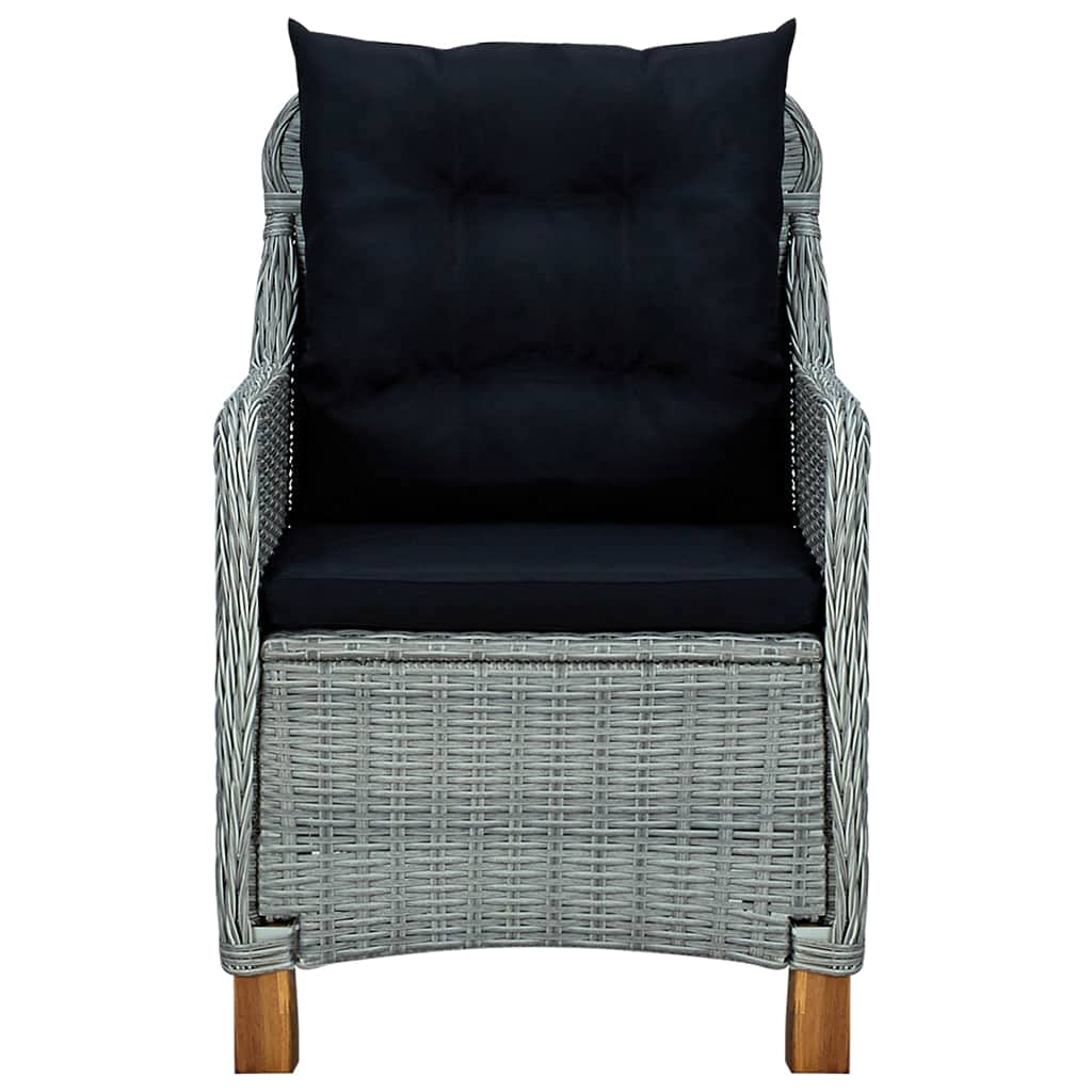 Patio Chairs with Cushions 2 pcs Poly Rattan Light Gray