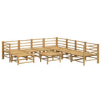 vidaXL 9-Piece Patio Furniture Lounge Set - Bamboo, Light Gray Cushions, Modular Design, for Garden/Deck/Patio