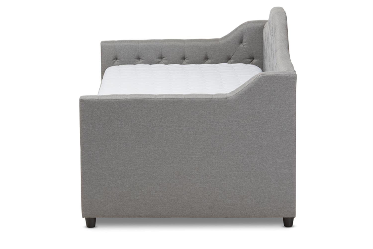 Baxton Studio Perry Fabric Daybed with Trundle in Light Gray