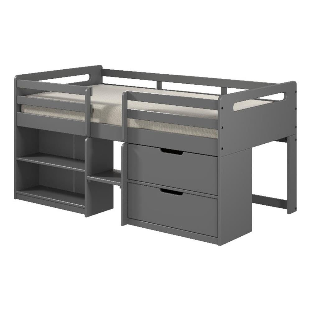 Acme Fabiana Twin Loft Bed with Storage in Gray Finish