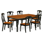 East West Furniture DOKE7-BCH-W 7 Piece Modern Dining Table Set Consist of a Rectangle Wooden Table with Butterfly Leaf and 6 Dining Room Chairs, 42x78 Inch, Black & Cherry