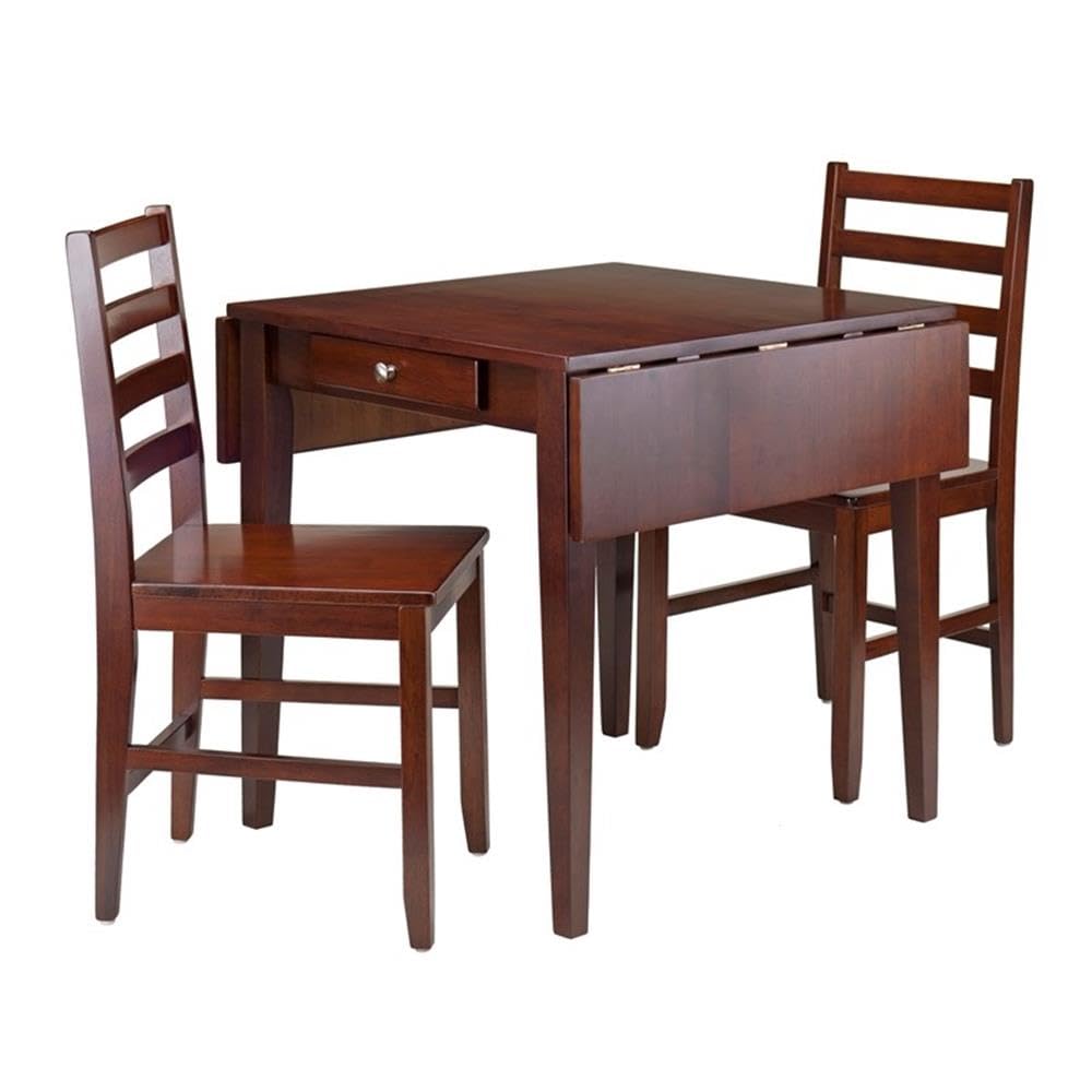 Winsome Hamilton 3-Pc Drop Leaf Dining Table with 2 Ladder Back Chairs