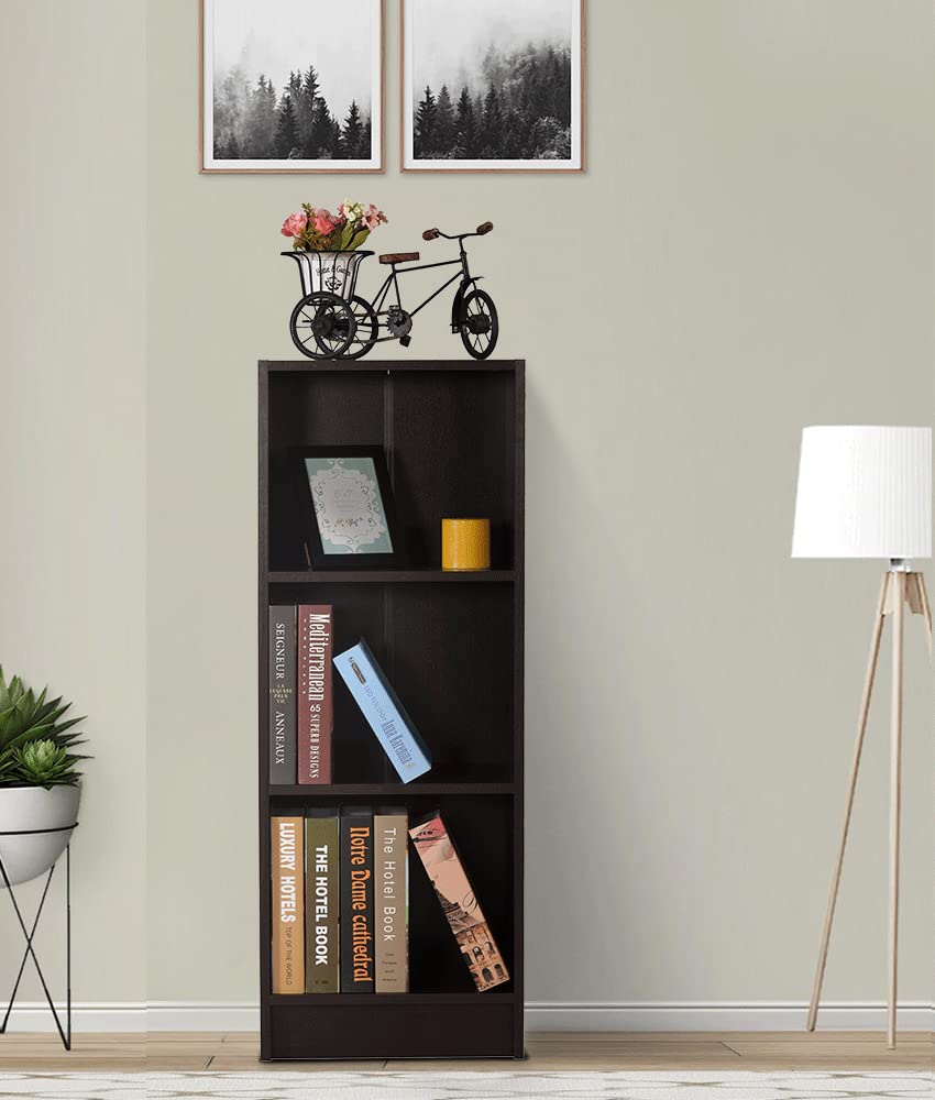 DeckUp Lexis 3Shelf Bookcase and Storage Unit (Engineered Wood) (Dark Wenge, Matte Finish)