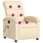 vidaXL Massage Recliner Chair for Adults, Single Theater Seating with Vibration Massage & Manually Adjustable Backrest/Footrest, Modern Reclining Sofa for Living Room, Cream Fabric
