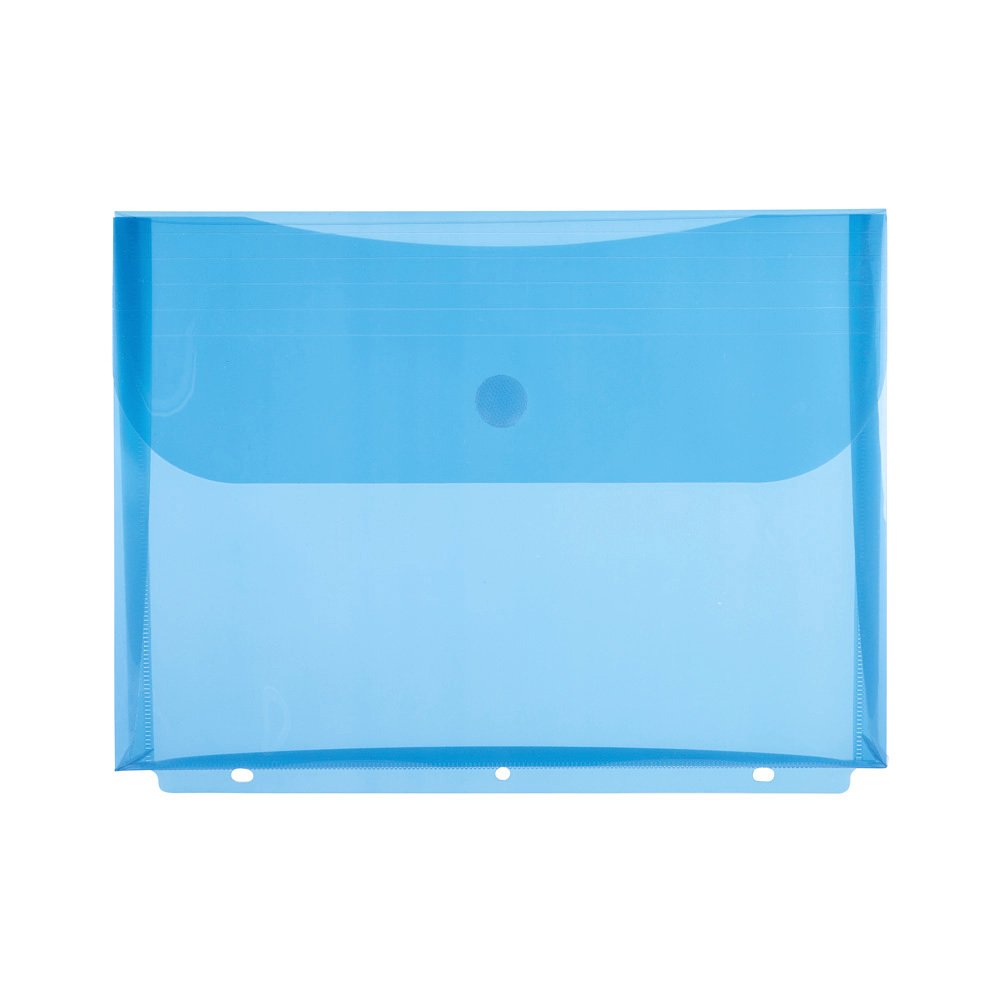 Filexec Poly Envelope, Letter, Side-Load, Hook & Loop Closure, 3-Hole Punched, Blue (Pack Of 12) (50084-17221)