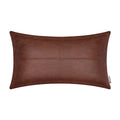 Brawarm Dark Brown Leather Throw Pillow 12 X 20 Inches, Faux Leather Pillow Cover With Piping, Hand Stitched Leather Decorative