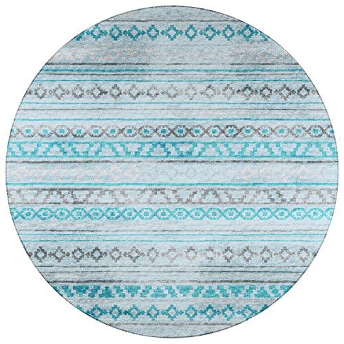 Sedona Sn10 Blue Bohemian Rug Round 8' X 8'