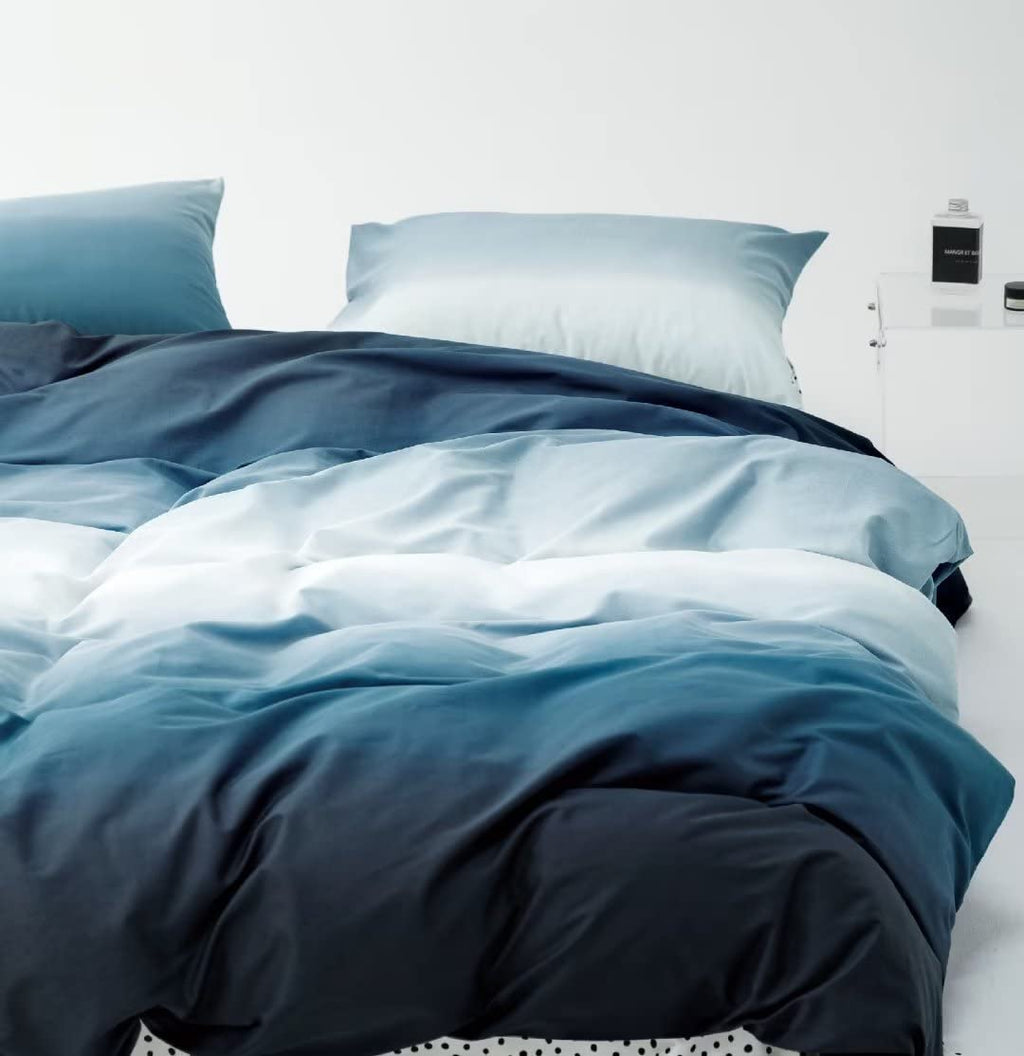 Clothknow Blue White Comforter Set Twin Gradient Blue Bedding Comforter Sets Sky Blue Bed Comforter Soft Solid Blue Bedding Sets 3Pcs Blue Comforter For All Season Blue Bed Set