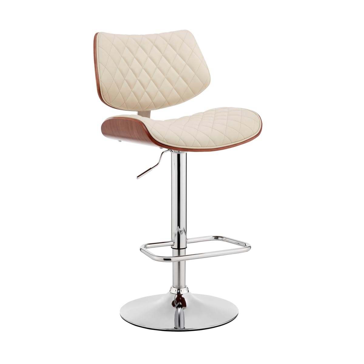 HomeRoots 476976 45 x 19 x 20 in. Cream Faux Leather & Iron Swivel Adjustable Height Bar Chair