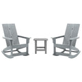 Flash Furniture Set Of 2 Savannah Adirondack Rocking Chairs - Commercial Grade All-Weather Black Poly Resin Wood - Matching Side Table