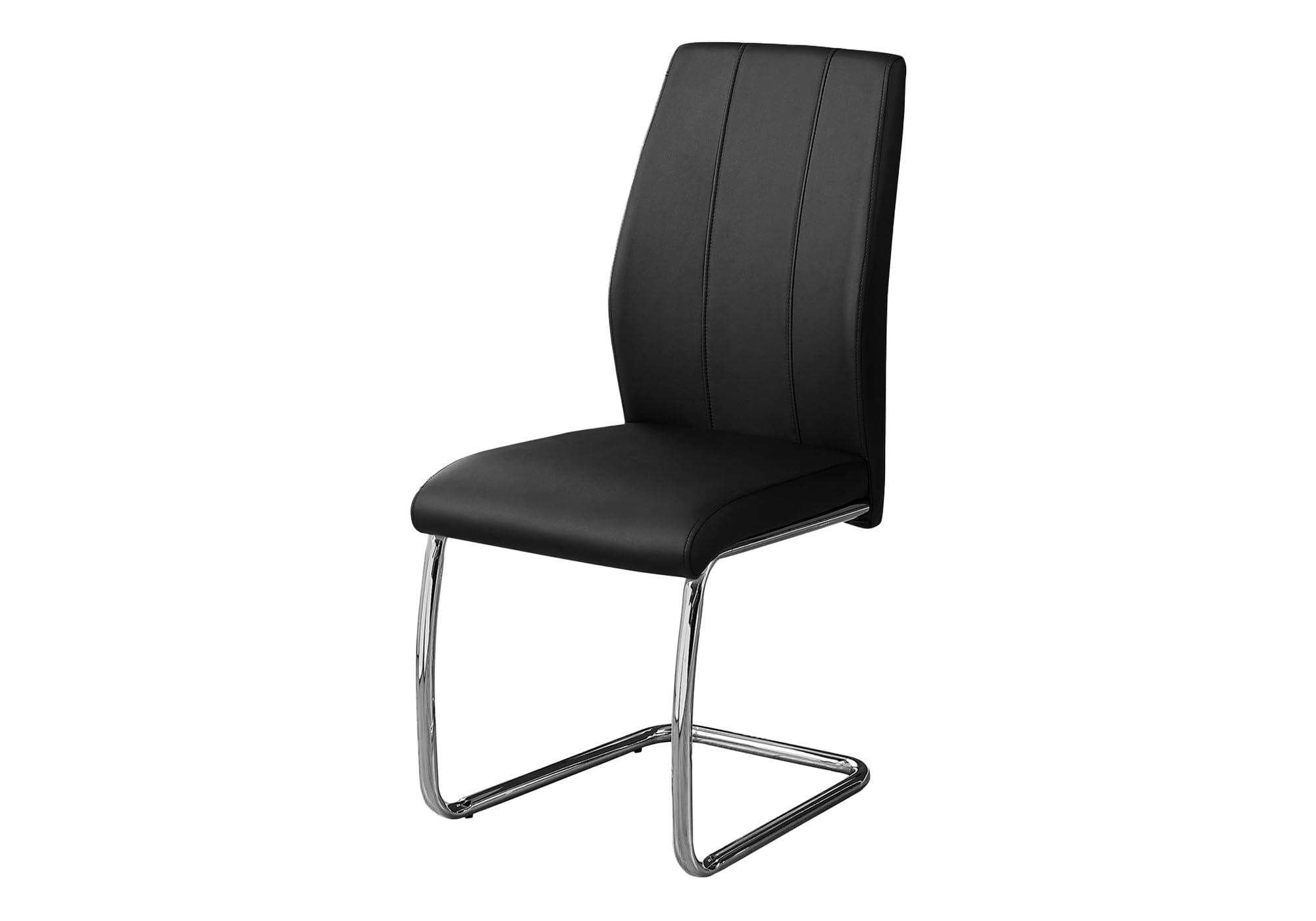 Monarch Specialties I 2 Piece Dining Chair-2Pcs/ 39&quot; Leather-Look/Chrome, 17.25&quot;L X 20.25&quot;D X 38.75&quot;H, Black