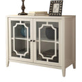Acme Ceara Storage Wooden Console Table With 2 Glass Doors In White