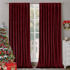 Bgment Red Velvet Blackout Curtains For Living Room, 84 Inches Long Thermal Insulated Curtains Noise Reduce Back Tab And Rod Poc