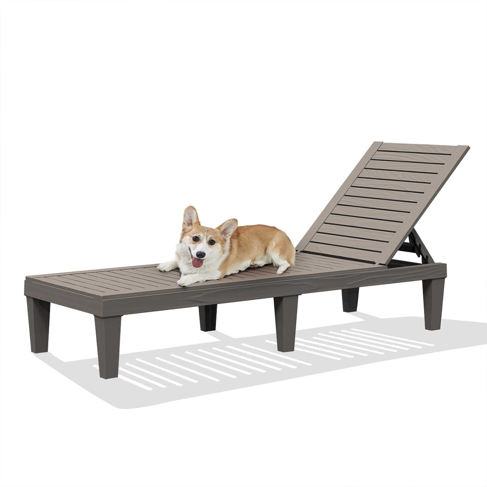 Dimar Garden Outdoor Chaise Lounge,Resin Pool Lounge Chair Waterproof Recliner, Taupe
