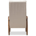 Baxton Studio Roxy Mid-Century Modern Upholstered Button-Tufted High-Back Chair Light Beige