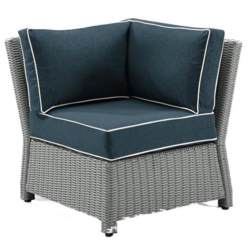 Crosley Bradenton Outdoor Wicker Sectional Corner Chair Navy/Gray