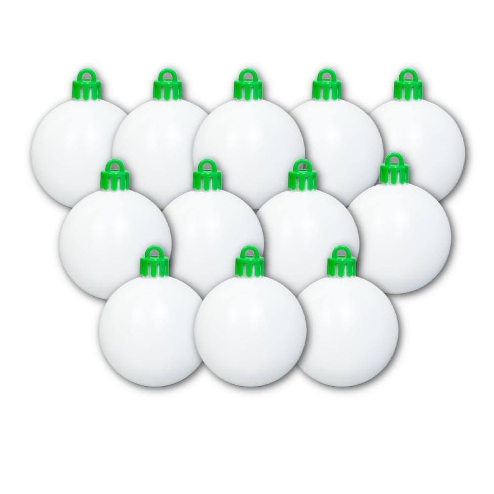 The Treemendous Ornament Decorator Christmas Tree Decorating 12 Count Refill Kit - Blank White Ball Ornaments for DIY Craft Acti