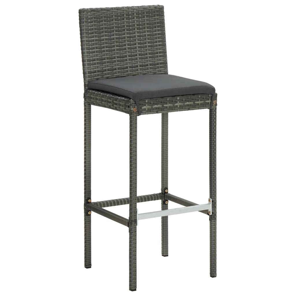vidaXL Patio Bar Set with Cushions 7 Piece Garden Outdoor Bar Sets Dinner Bistro Dining Table Chair Stool Pub Furniture Seating Poly Rattan
