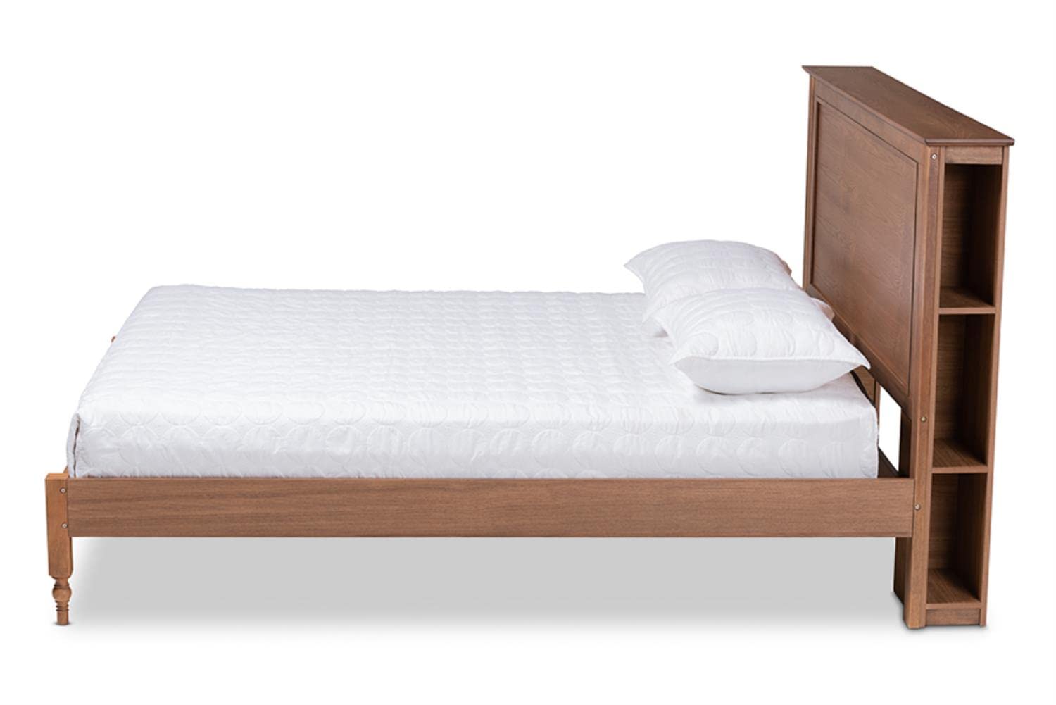 Baxton Studio Danielle Ash Walnut Finished Wood King Size Platform Storage Bed