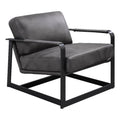 Acme Locnos Top Grain Leather Upholstered Accent Chair in Gray and Black
