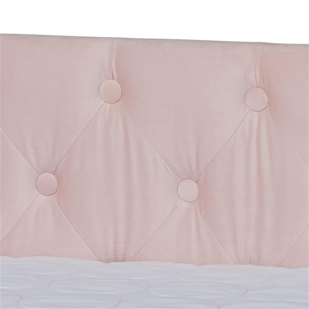 Baxton Studio Raphael Modern and Contemporary Pink Velvet Fabric Upholstered Full Size Daybed with Trundle