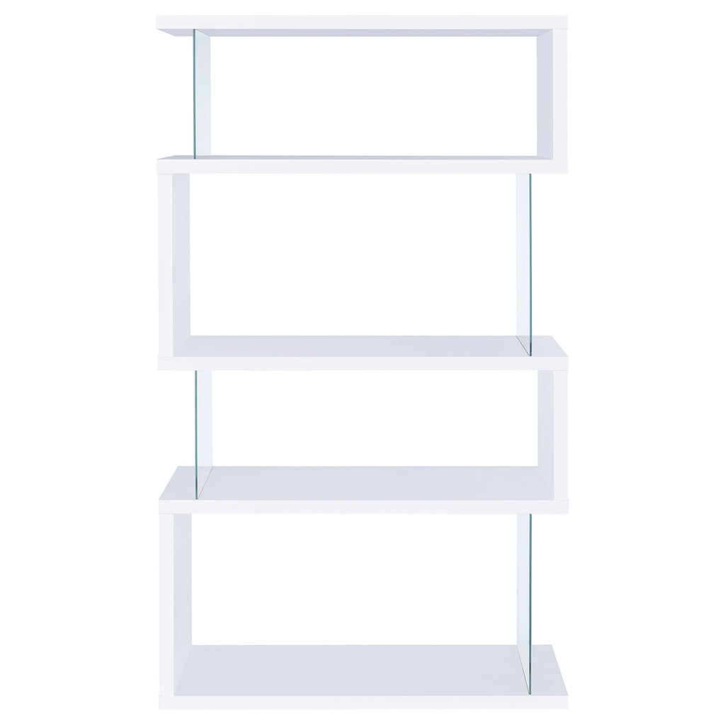 Coaster Home Furnishings Emelle 63-inch 4-Shelf Glass Panel Bookshelf White