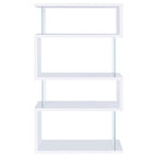 Coaster Home Furnishings Emelle 63-inch 4-Shelf Glass Panel Bookshelf White
