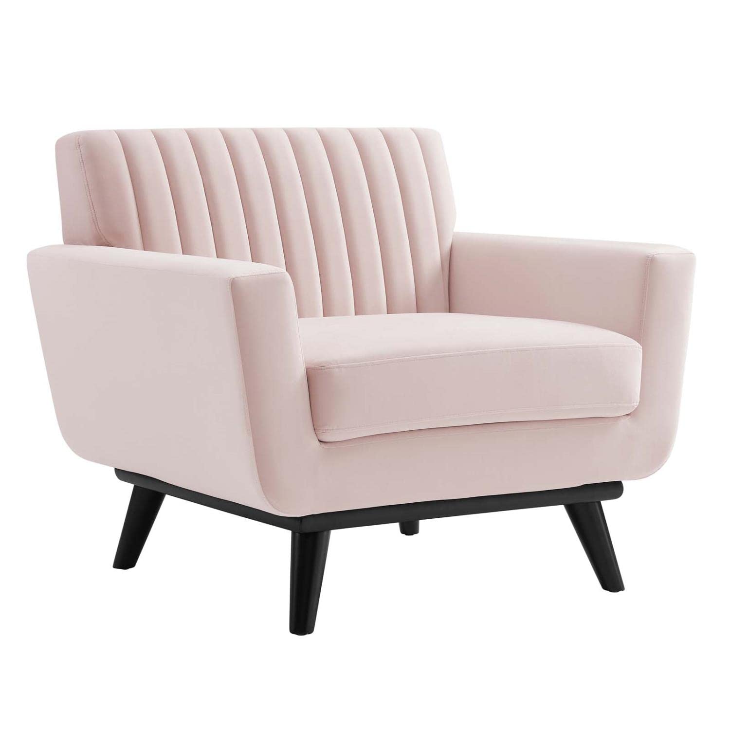 Modway Engage Channel Tufted Performance Velvet Armchair in Pink