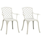 vidaXL Patio Bistro Set 3 Piece, Outdoor Bistro Table for Porch, Patio Furniture Set with Table, Chair, Industrial Style, Cast Aluminum White