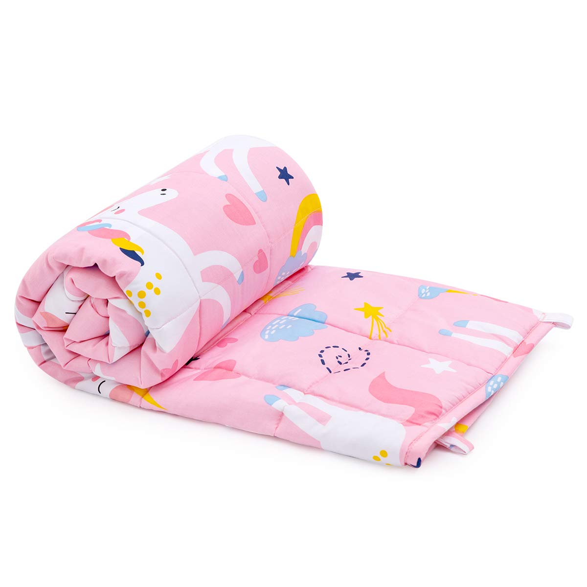 Sivio Weighted Blanket | 36'X 48' 5Lbs | 100% Cotton & Premium Glass Beads | Heavy Cool Weight For Hot & Cold| Pink Unicorn