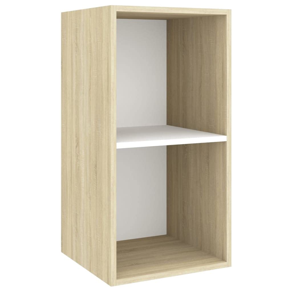 TV Cabinet, Wall-Mounted TV Cabinet Sonoma Oak and White 14.6&quot;x14.6&quot;x28.3&quot; Chipboard(White)
