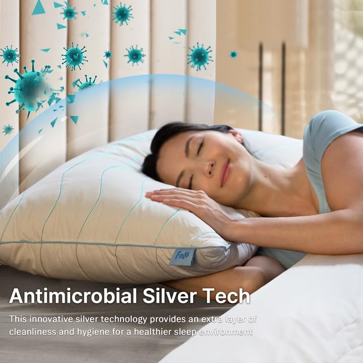 felo Feather Down Pillow Queen Size - CloudFusion Goose Down for Side & Back Sleepers - Blue, 20x30 - Hotel Collection